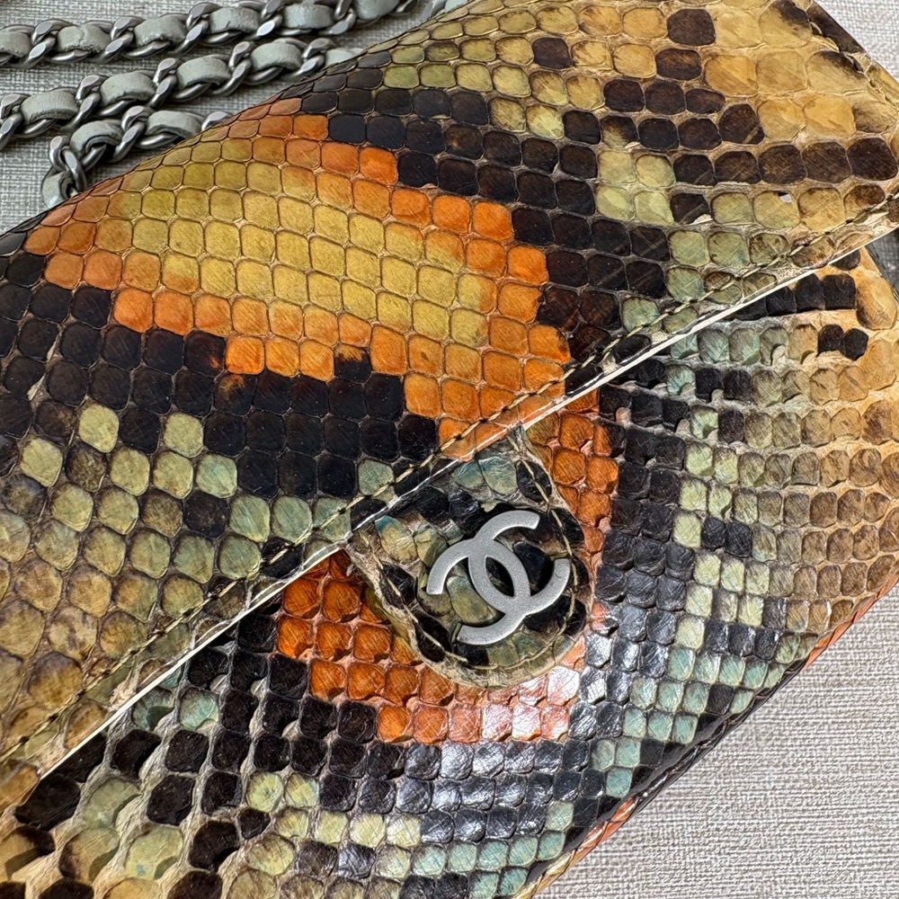 SOLD - CHANEL Multicolor Python Mini Flap Bag SHW - Picture 8 of 16